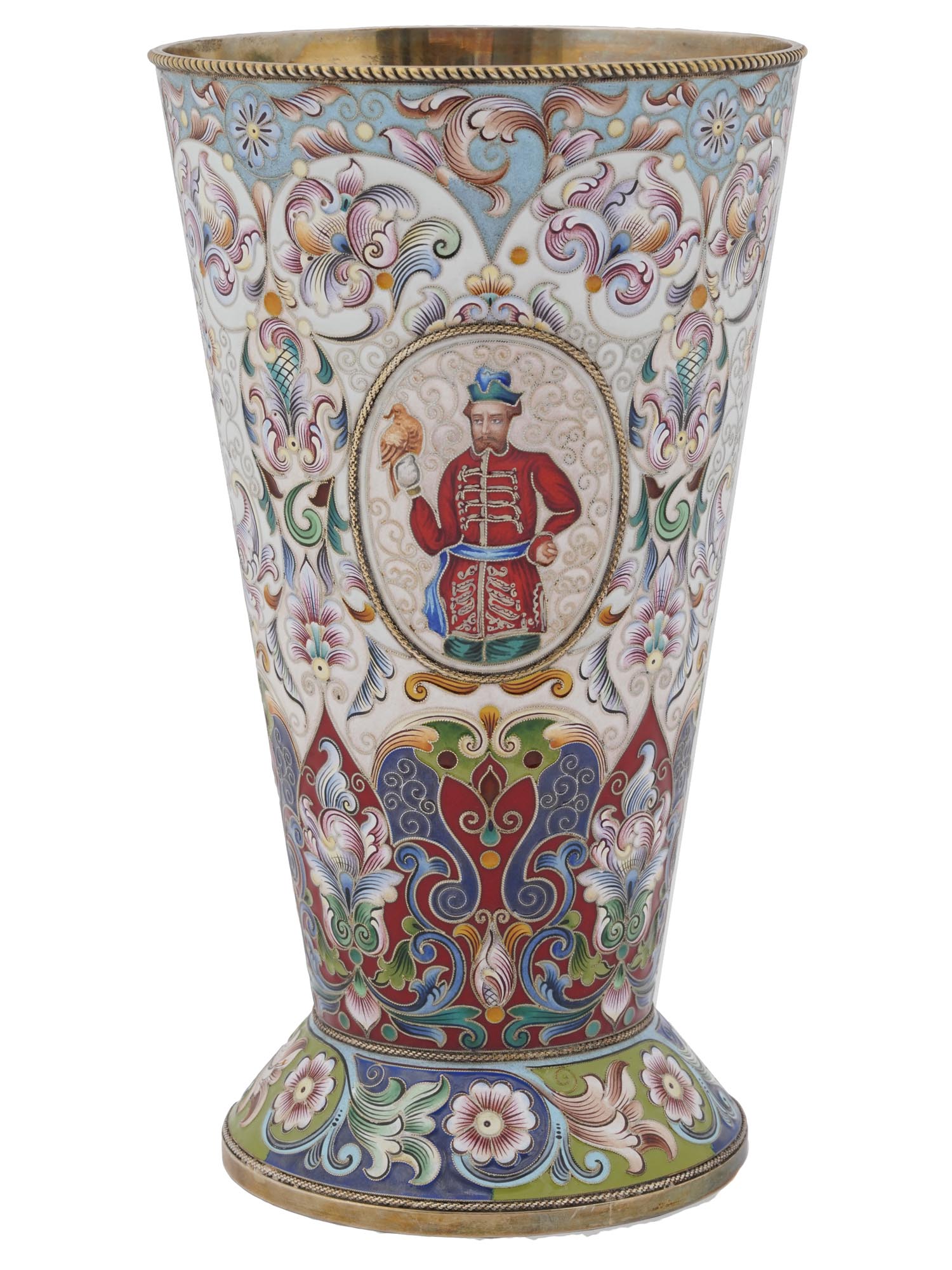 LARGE RUSSIAN GILT SILVER ENAMEL PRESENTATION CUP PIC-0